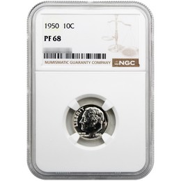 1950 Proof Roosevelt Dime NGC PF68