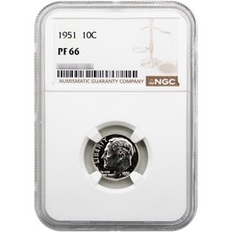 1951 Proof Roosevelt Dime NGC PF66