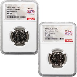 2026 P&D Semiquincentennial Quarter Revolutionary War Set NGC MS66 ER America 250 Label