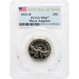 2022 D American Women Maya Angelou Quarter PCGS MS67 FDI Flag Label