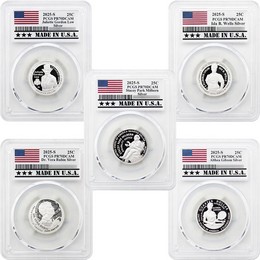2025 S Silver Proof American Women Quarters 5pc Set PCGS PR70 DCAM Made in the USA Holder