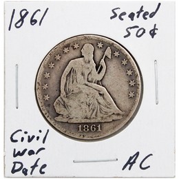 1861 Liberty Seated Half Dollar Average Circulated Condition (Civil War Date)