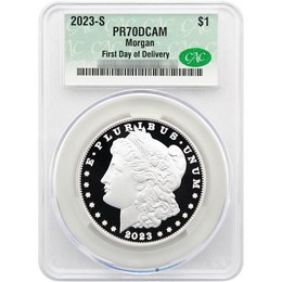 2023 S Proof Morgan Silver Dollar CAC PR70 DCAM First Day of Delivery + Bonus 20ct CAC Storage Box 2023 S Proof Morgan Silver Dollar CAC PR70 DCAM First Day of Delivery + Bonus 20ct CAC Storage Box