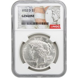 1922 D Peace Dollar NGC Genuine Peace/Flag Label