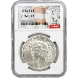 1922 S Peace Dollar NGC Genuine Peace/Flag Label