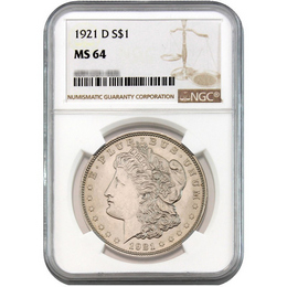 1921-D Morgan Dollar NGC MS-64