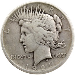 1921 Peace Dollar Average Circulated to Better Condition