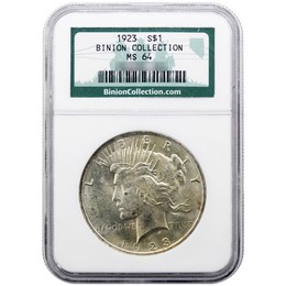 1923 Peace Dollar NGC MS-64 "Binion Collection"