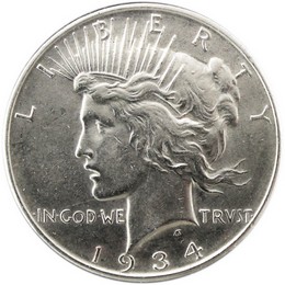 1934-D Peace Dollar AU-BU Condition