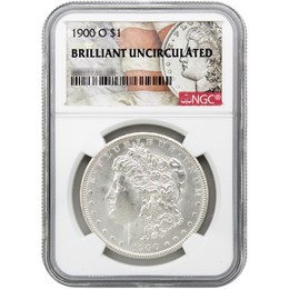 1900-O Morgan Silver Dollar NGC Brilliant Uncirculated Morgan / Flag Label 1900-O Morgan Silver Dollar NGC Brilliant Uncirculated Morgan / Flag Label