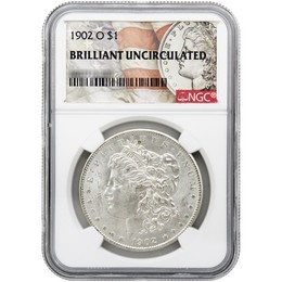 1902-O Morgan Silver Dollar NGC Brilliant Uncirculated Morgan / Flag Label 1902-O Morgan Silver Dollar NGC Brilliant Uncirculated Morgan / Flag Label
