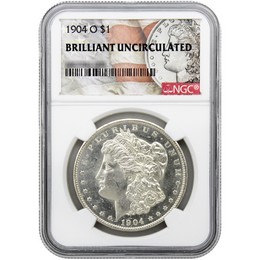 1904-O Morgan Silver Dollar NGC Brilliant Uncirculated Morgan / Flag Label