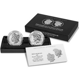 2023 S Reverse Proof Morgan and Peace Dollar 2 Coin Set in OGP