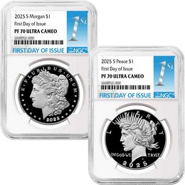 2025 S Proof Morgan and Peace Silver Dollar Set NGC PF70 UC FDI 1st Label