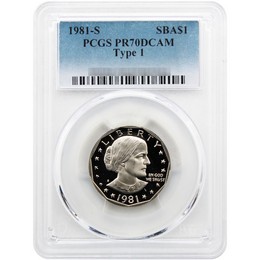 1981 S Proof Type 1 Susan B. Anthony Dollar PCGS PR70 DCAM