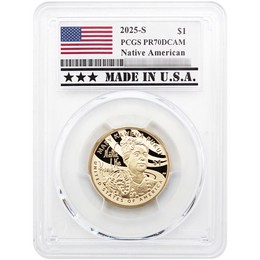 2025 S Proof Native American Dollar PCGS PR70 DCAM Made in USA Holder