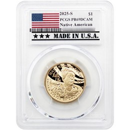 2025 S Proof Native American Dollar PCGS PR69 DCAM Made in USA Holder