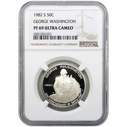 1982 S Washington Proof Silver Half Dollar NGC PF69 Ultra Cameo Brown Label