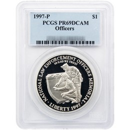 1997 Proof National Law Enforcement Officers Memorial Commem Dollar PCGS PR69 DCAM