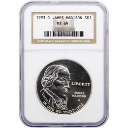 1993 D Bill of Rights Commem Dollar NGC MS69