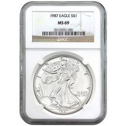 1987 Silver Eagle NGC MS69 Brown Label