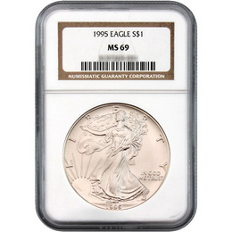 1995 Silver Eagle NGC MS69 Brown Label