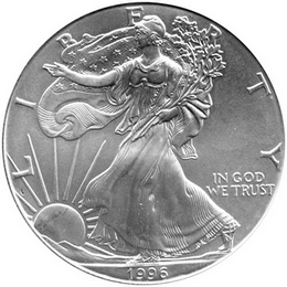 1996 Silver American Eagle Raw Brilliant Uncirculated Condition
