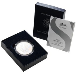 2008 W Burnished Silver Eagle BU in OGP