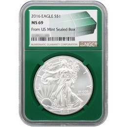 2016 Silver Eagle NGC MS69 Green Core 2016 Silver Eagle NGC MS69 Green Core