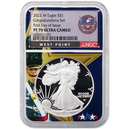 2022 W 'Congratulations Set' Eagle Landing Proof Silver Eagle NGC PF70 UC FDI West Point Core
