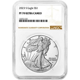 2023 S Proof Silver Eagle NGC PF70 Ultra Cameo Brown Label