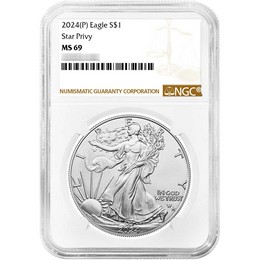 2024 (P) Silver Eagle First Star Privy Release NGC MS69 Brown Label 2024 (P) Silver Eagle First Star Privy Release NGC MS69 Brown Label