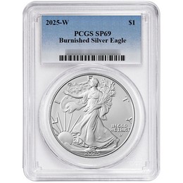 2025 W Burnished Silver Eagle PCGS SP69 Blue Label