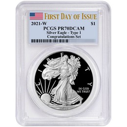 2021 W Proof Congratulations Set Silver Eagle PCGS PR70 DCAM FDI Flag Label