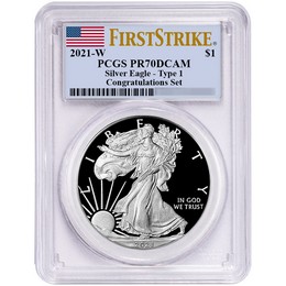 2021 W Proof Congratulations Set Silver Eagle PCGS PR70 DCAM FS Flag Label