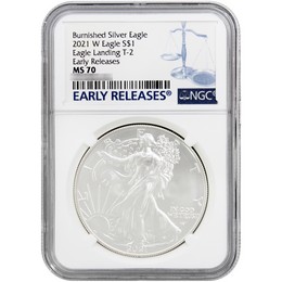 2021 W Burnished Silver Eagle NGC MS70 ER Blue Label