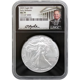 2025 Silver Eagle NGC MS70 ER Black Core David J. Ryder Signed