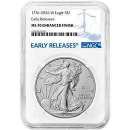 1776-2026 W Enhanced Uncirculated Silver Eagle 250th Anniversary Liberty Bell Privy NGC MS70 ER Blue Label
