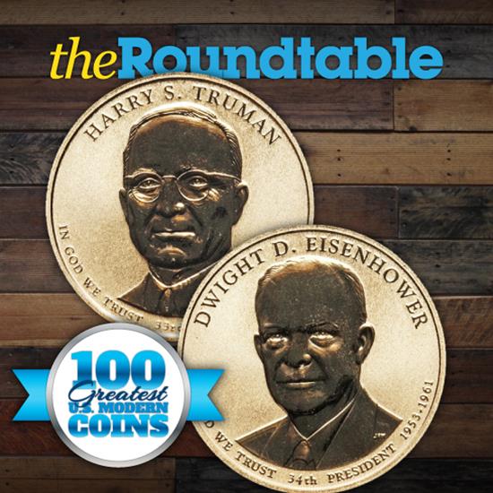 100 Greatest U.S. Modern Coins Series: 2015-P Truman and Eisenhower Presidential Dollars, Reverse Proof
