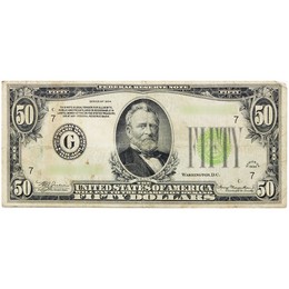 1934 $50 Federal Reserve Note Very Good - Very Fine Condition
