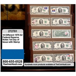 1976 $2 Federal Reserve Notes 1st Day of Issue, with Stamp