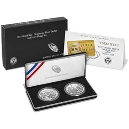 2018 WWI Centennial Army Silver Coin &amp; Medal Set OGP