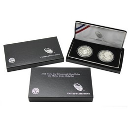 2018 WWI Centennial Marines Silver Coin &amp; Medal Set OGP