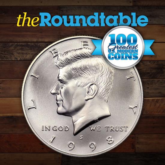 100 Greatest U.S. Modern Coins Series: 1998-S Kennedy Half Dollar, Silver, Matte Finish