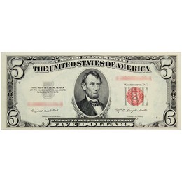 1953 $5 Legal Tender Red Seal Note XF-AU Condition