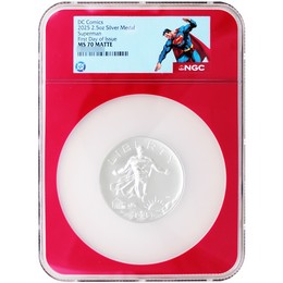 2025 DC Comics Superman 2.5oz Silver Medal NGC MS70 Matte FDI Red Core Superman Label 2025 DC Comics Superman 2.5oz Silver Medal NGC MS70 Matte FDI Red Core Superman Label