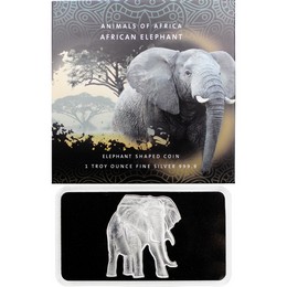 2021 $2 Reverse Proof Solomon Islands 1oz Silver African Elephant Shaped Coin OGP