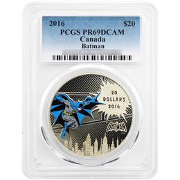 2016 $20 Proof Canada 1oz Colorized Silver Batman Coin PCGS PR69 DCAM
