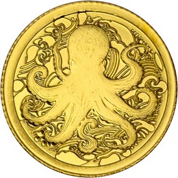 2025 25¢ Proof Pitcairn Islands Ocean Wonders 0.5g Gold Octopus Coin