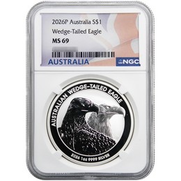 2026 P Australia 1oz Silver Wedge Tailed Eagle NGC MS69 Australia Flag Label